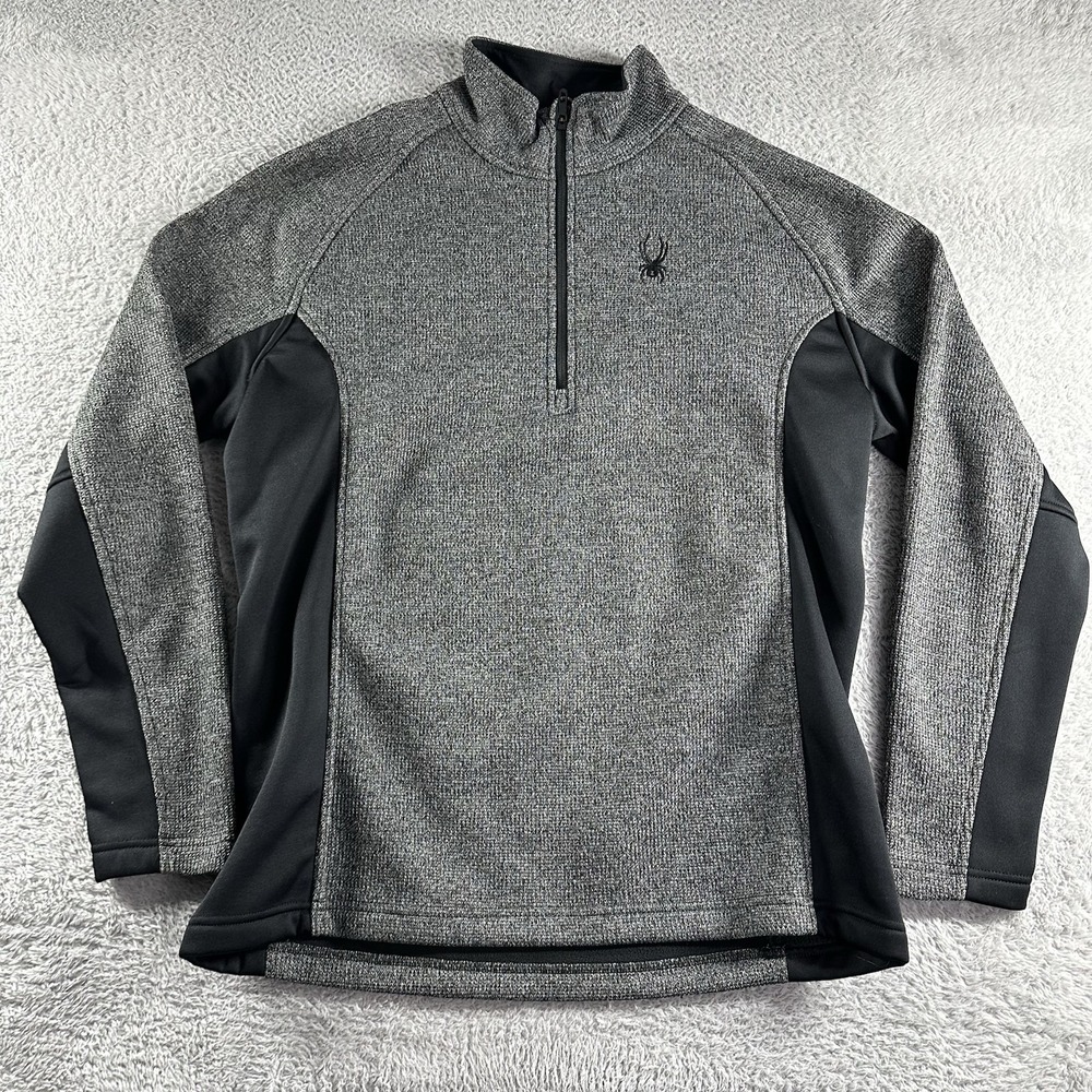 Spyder Quarter‎ Zip Sweater Mens XL Outbound Mid Weight Black Gray